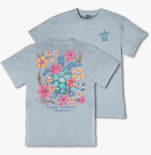 Simply Southern Turtle - Hibiscus - Floral - Adult T-Shirt-NEW!!!!