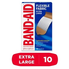 Johnson Johnson Band-Aid Extra Large Flexible Fabric Adhesive Bandages, 10 Cou