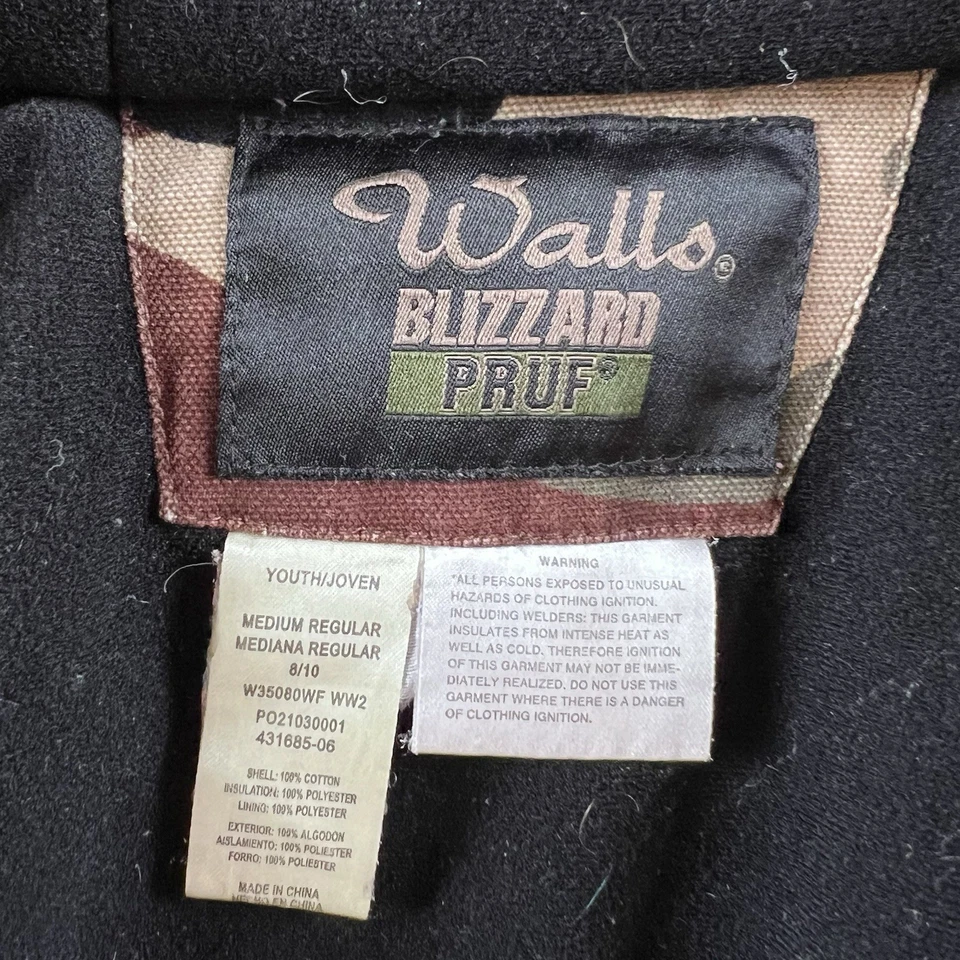 Chaqueta Walls Blizzard Pruf Juvenil Mediana Camuflada Con Capucha Aislada Ropa de Trabajo Abrigo Niños Foto 3 de 4