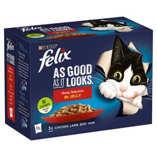 Felix As Good As It Looks Meaty Selection In Jelly Wet Cat Food 12 x 85g Pouches 8.77 per kilo