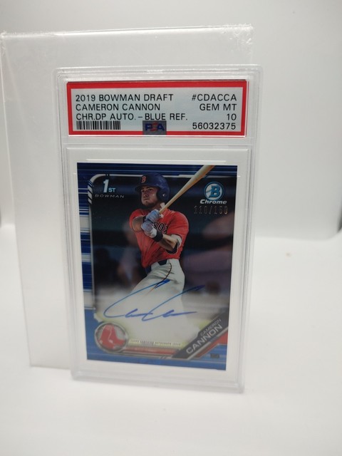 Cameron Cannon 2019 Bowman Draft Chrome Blue Auto #/150 1st RC PSA 10 BOS