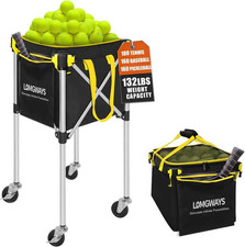 Pickleball Tennis Ball Hopper-Foldable Lightweight Tennis Cart Holds 180 Tennis/