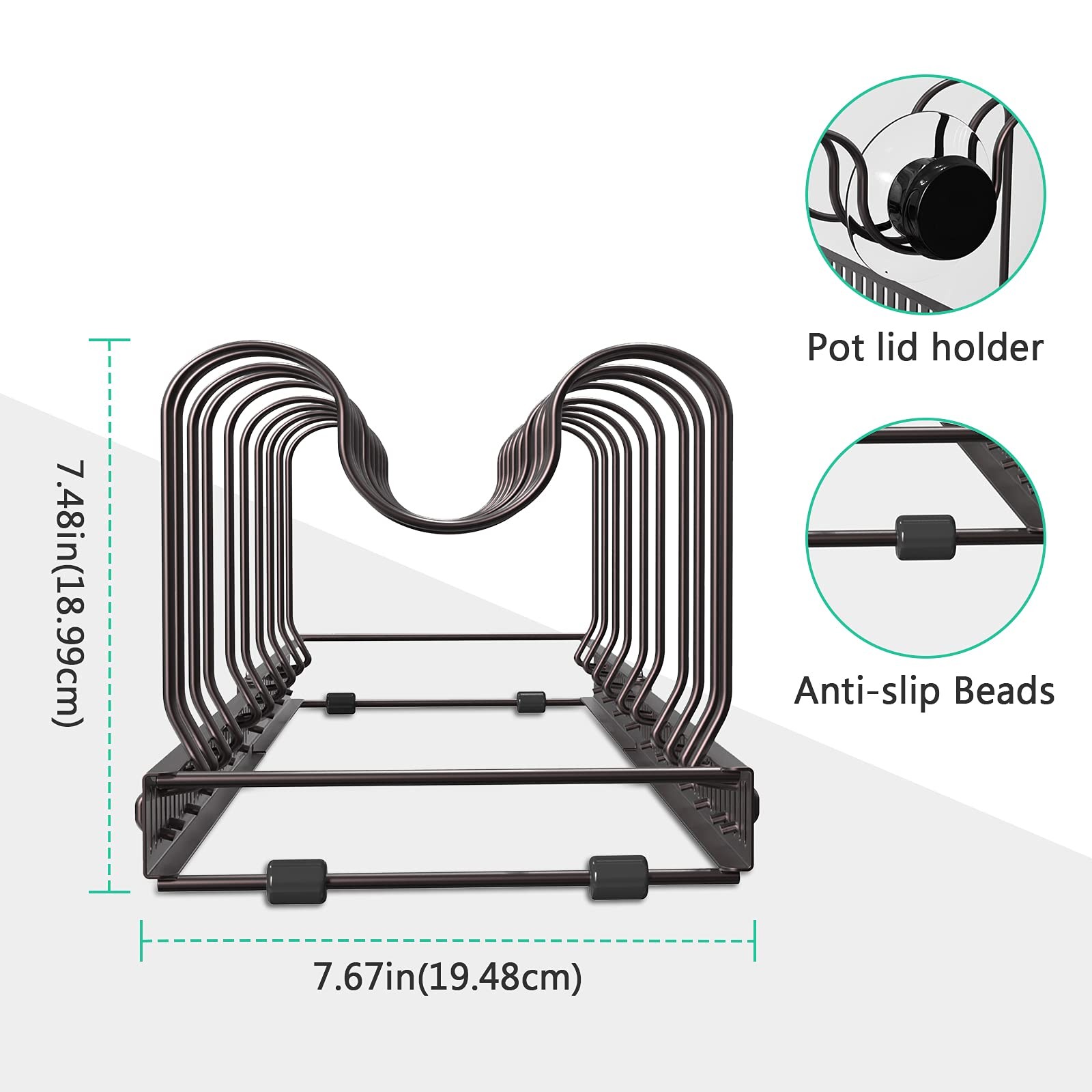 Expandable Pot and Pan Organizer for Cabinet with 10 Dividers, Adjustable Pot...