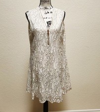 Womens Floral Lace Cream Sleeveless Dress Size XL
