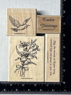 Stampin  Up! Easter Blessings Rubber Stamp Set Bouquet Of Flowers Dove Holidays