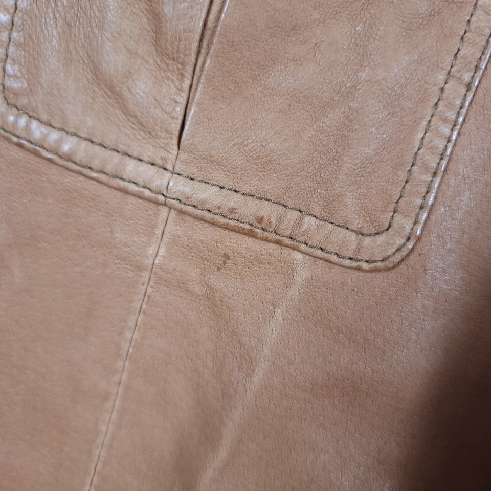 Vintage LE FROG Leather Jacket Mens M Medium Tan Brown Safari Hunting - Image 3 of 4