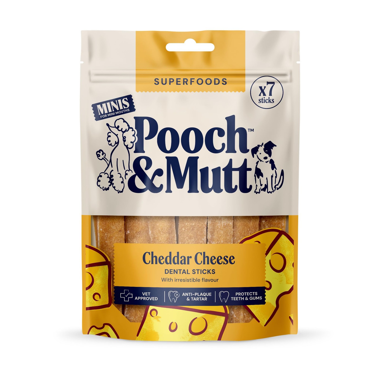 Pooch & Mutt - Cheddar Cheese Dog Dental Sticks (Small Sticks), Dog Dental Chew, for Teeth and Gums Cleaning, 1 pack of 7 sticks (packaging may vary) - Image 3