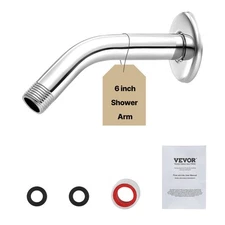 VEVOR Shower Head Arm with Flange 6 Inches Wall Mounted Stainless Steel Chrome