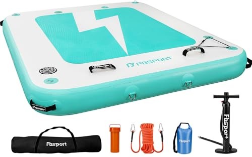  Inflatable Floating Dock, 10ft 8ft 6ft Inflatable Air Dock 8x6x0.5 ft Green