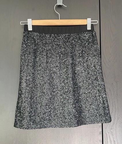 Black Sequin Shiny Stretch Mini Skirt Women's 10 Sparkly Glitter Party Festival