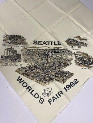 RARE Vintage 1962 Seattle World's Fair Rayon Scarf - 24  Century 21 Exposition