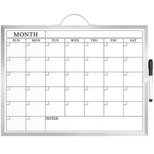 MaxGear 16"x12" Monthly Whiteboard Calendar for Wall, Silver Aluminum Frame