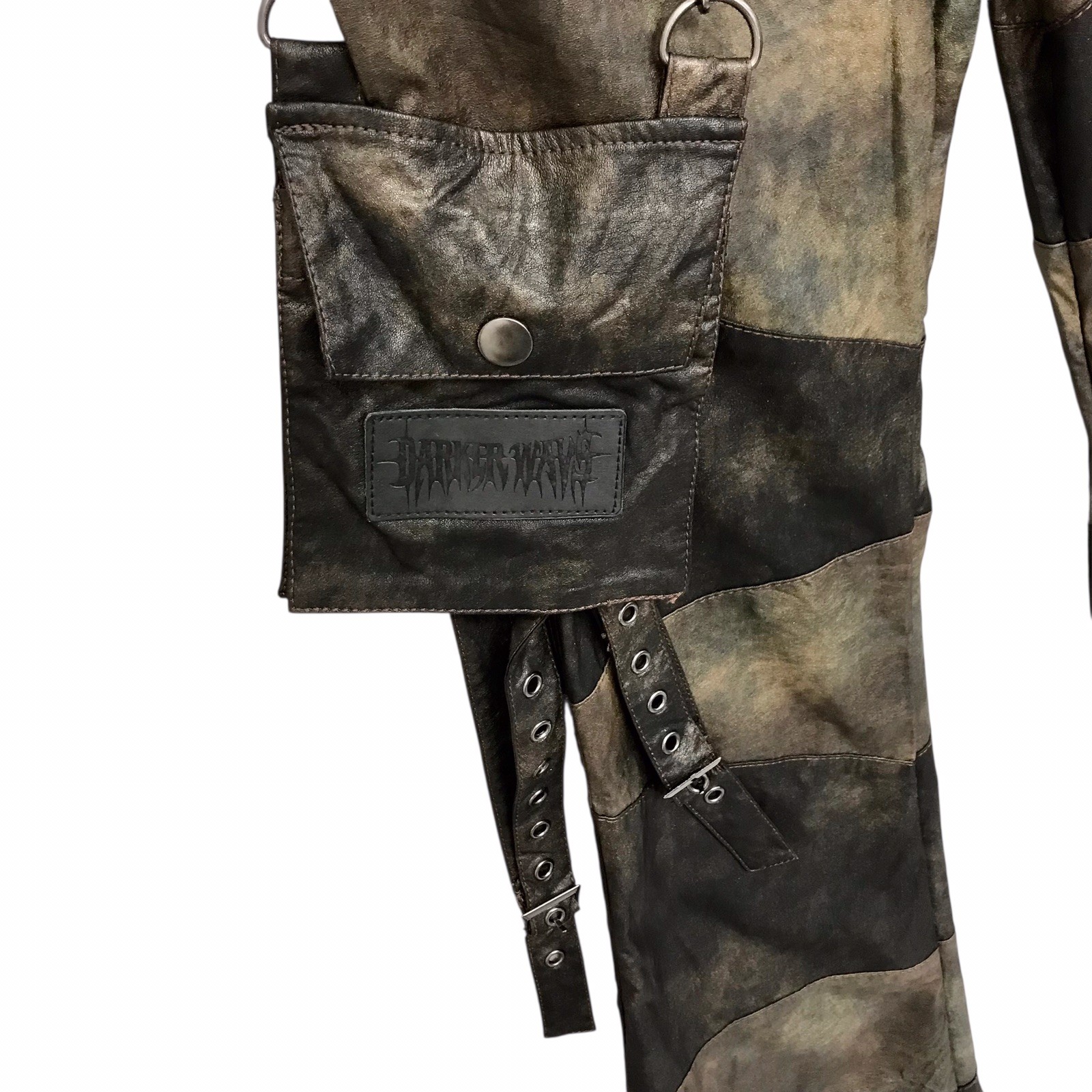 Darker Waves Vegan Leather Patchwork Pants Flare … - image 3