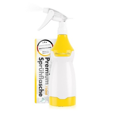 chemicalworkz Sprühflasche 750ml Gelb Premium Trigger Handsprüher Sprayer leer