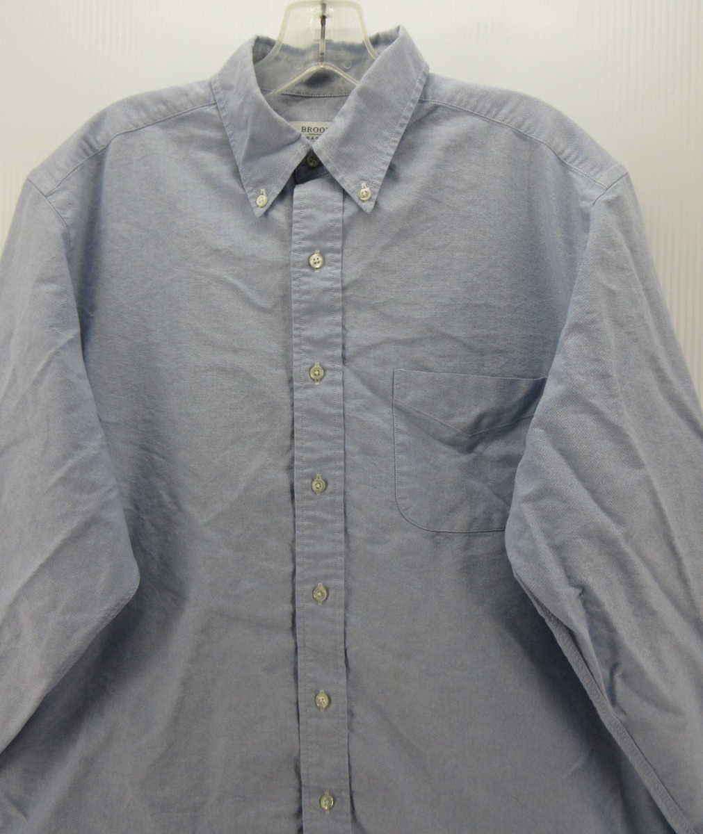 Brooks Brothers Shirt Men 16 Blue Oxford Cloth OCBD Button Down
