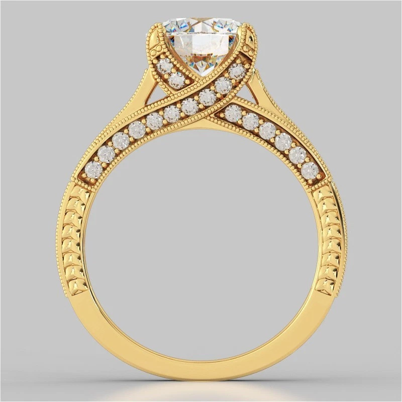 3.38 Ct Round Cut Lab Created Diamond Anniversary Ring 14k Yellow Gold Size 8 - Image 3 of 4