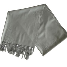 Cashmere Unisex Oversized Scarf Wrap Light Gray 72 x 27 Fringe Soft Luxury Shawl