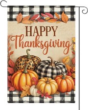 Fall Garden Flag Happy Thanksgiving for Yard 12x18 Vertical Double Sided Cartoon