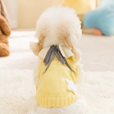 Sweet Yellow Pet Dog Clothes Soft Wool Knitting Sweater for Small Medium Dogs Bo