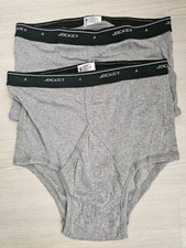 Jockey - Men's 100 Cotton Heather Grey 36 Y-Front Brief - Vintage 2 Pairs