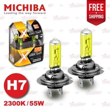 H7 477 Michiba 12v 55w 2300k Lemon Yellow Halogen Headlight Bulbs Lamps X2