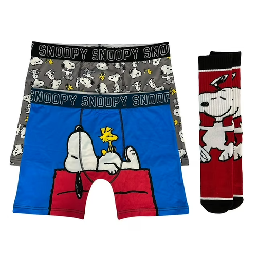 Peanuts Men's Character 2-Pack Boxer Brief and Crew Sock Set Size L - Picture 1 of 6