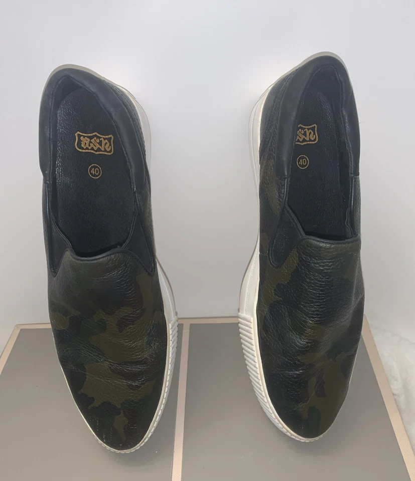 ASH Camuflaje Karma Zapatillas de Cuero Sin Cordones Camuflaje Zapatos EE. UU. 9 UE 40 Foto 4 de 4