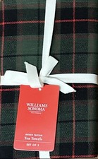 Williams-Sonoma Green Tartan  Towels Set/2