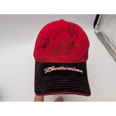 Dale Earnhardt Jr Budweiser NASCAR Hat Signed Red Black Number 8 Adjustable Cap