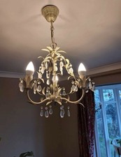 Laura Ashley Lavenham 3-Arm Chandelier Cream Metal Leaves Ceiling Light