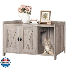 MAHANCRIS Cat Litter Box Enclosure, Hidden Litter Box Furniture w