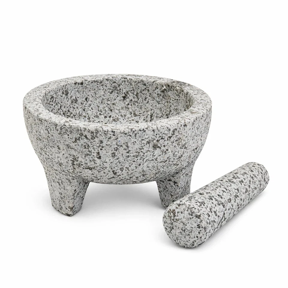 8" Granite Molcajete Mortar and Pestle Mexican Style Stone Salsa Guacamole