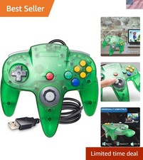 N64 Wired Joystick Controller for Windows PC and Mac - 10 Button Green Design