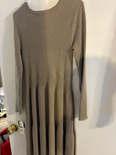 Signature by Robbie Bee Women’s Brown Ribbed Knit Sweater Dress S, Stretch