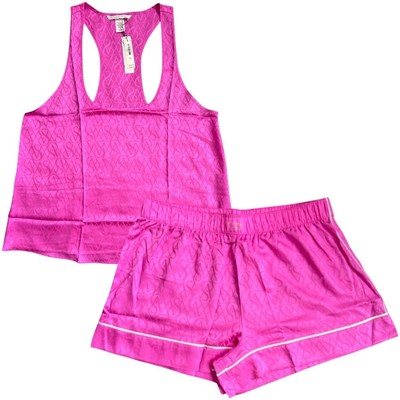 VICTORIA'S SECRET Pink Satin Racerback Tank and Short Set, Medium
