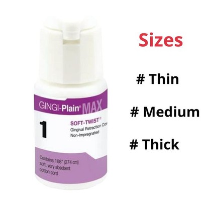 Gingi-Pak MAX Soft Twist Retraction Cord #1 #2 #3 Plain 100% Cotton