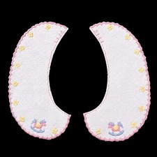 Vintage Pique Embroidered Rocking Horse Children Girls Collar M404.15