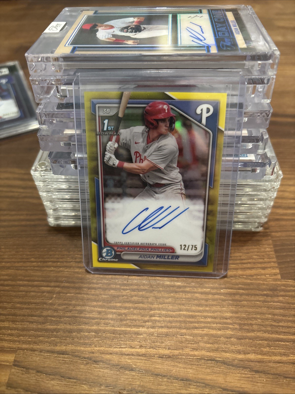 2024 Bowman Chrome Aidan Miller Auto Yellow 12/75 1st Bowman Phillies