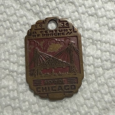 1933 Chicago Worlds Fair Token For Sky Ride With Red Face