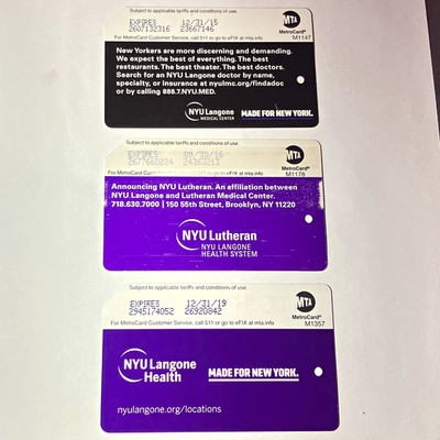 NYU Langone / NYU Lutheran Health System MTA MetroCards Lot of 3 - 2015