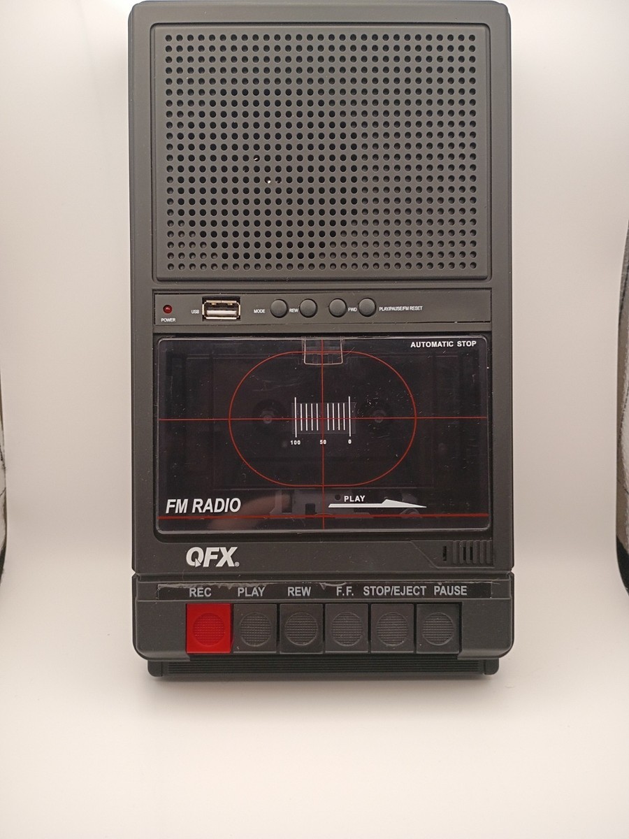 QFX RETRO-39 Shoebox Cassette Tape Recorder +AUX/USB +Built-In Mic