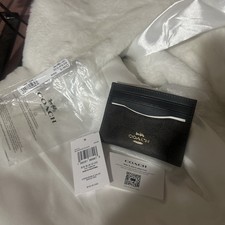 NWT coach Card Holder Dark Brown And Black Gold Hardware Original Packaging