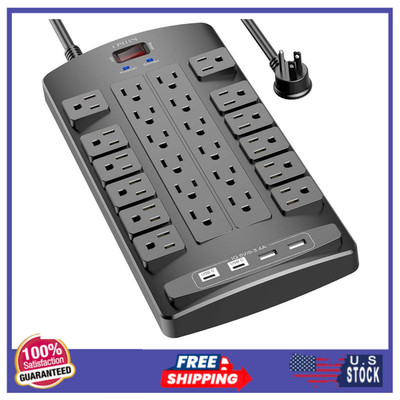 Surge Protector Power Strip 24 Outlets with USB & USB-C Ports 6Ft Cord 4100J
