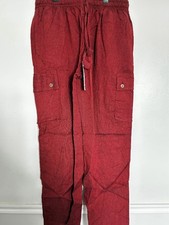 Burgundy Cotton Cargo Trousers, XL