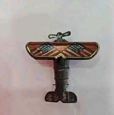 Penny Toys Japan Tin Toy Airplane American Flag Plane Pilot