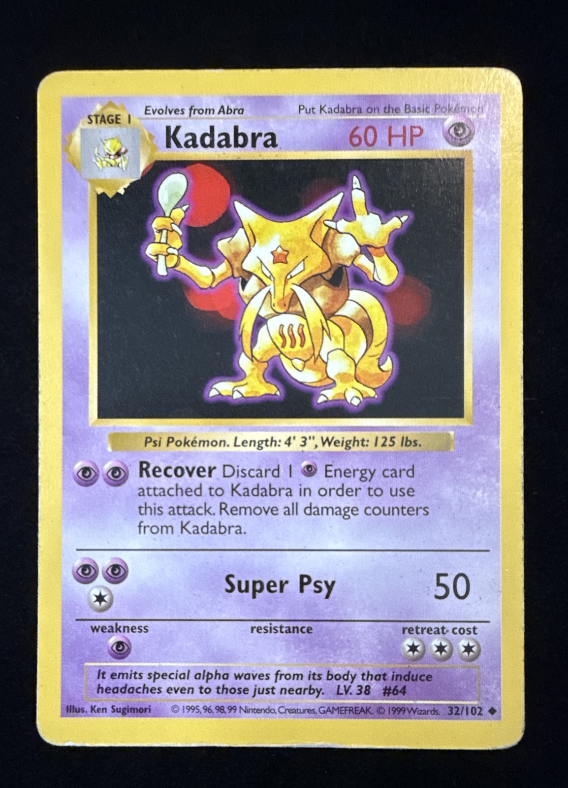 Shadowless - Kadabra - Base Set - 32/102 - Pokemon TCG - MP