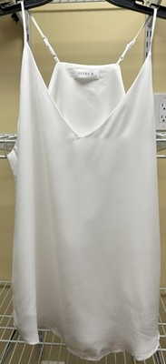 Evera B V-Neck Lined White Chiffon Adjustable Spaghetti Strap Women's Sz Small