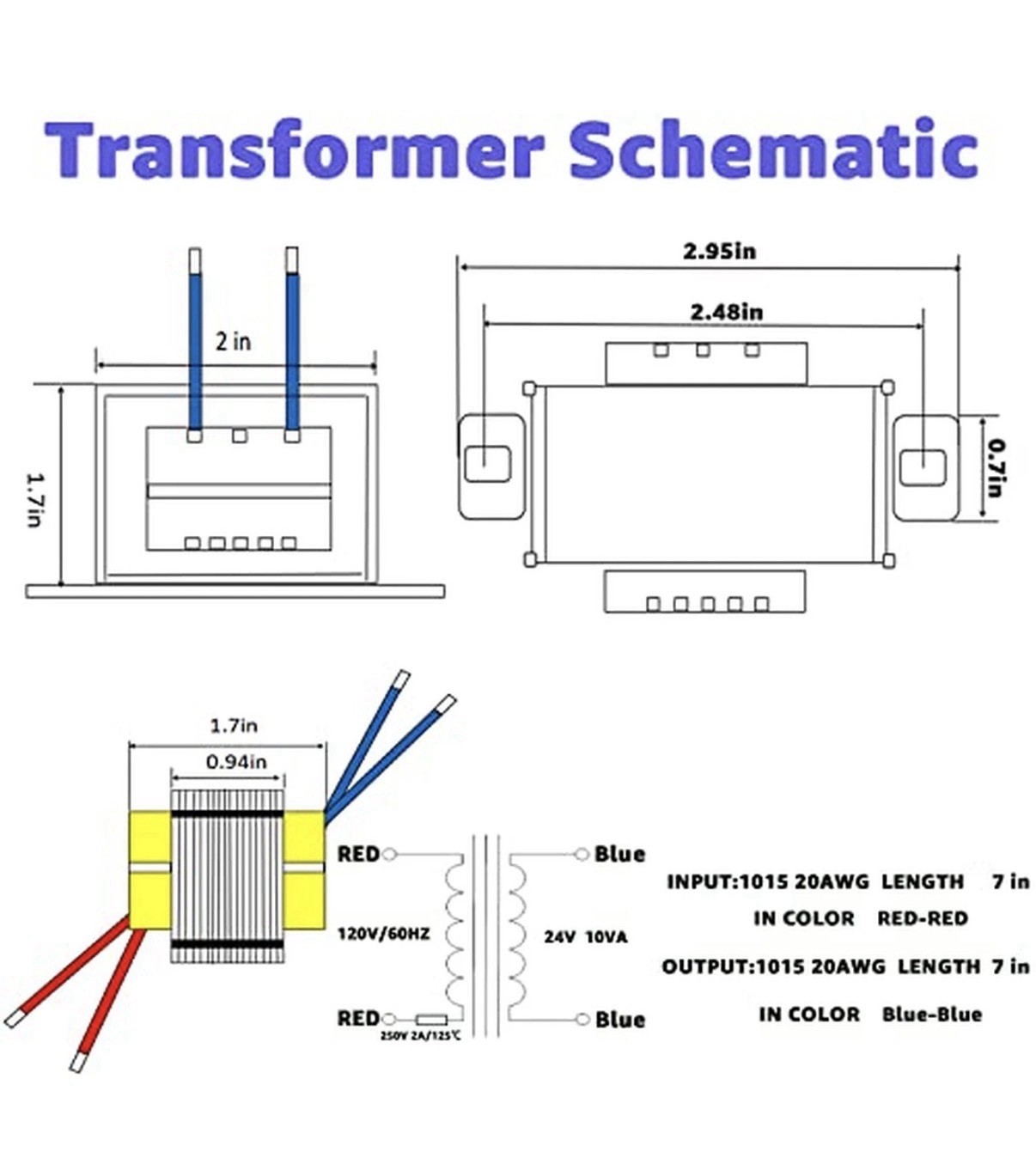 24V/10W AC/AC Power Transformer, 120V to 24V Transformer with 2Hole ...