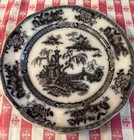 Ironstone Japanese Floral Antique Plate 10.5 Inch Pelew Black & Blue Iridescent — photo 1