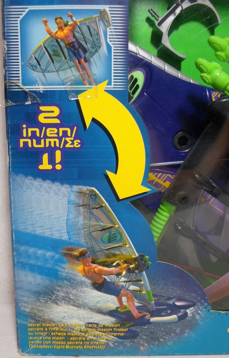 Mattel 2001 Max Steel MX33 Wind Raider Surfboard Hang Glider
